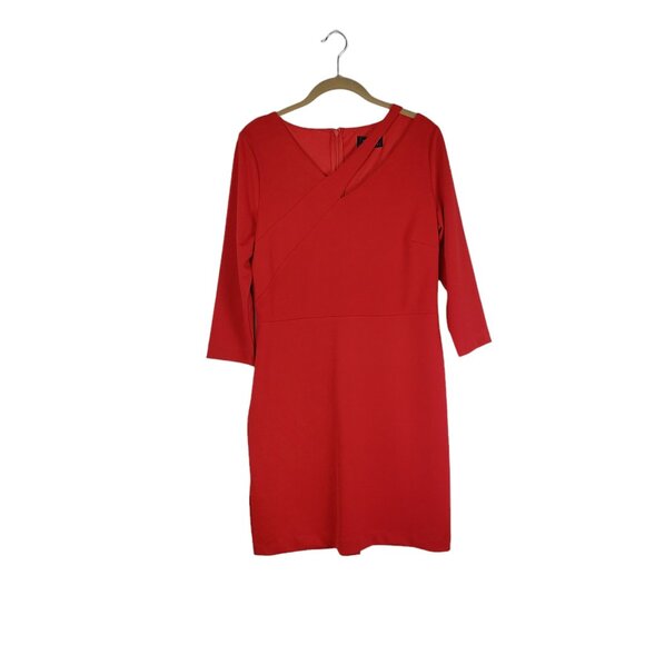 Alexia Admor Maven Sheath Dress Red 3/4 Sleeve Asymmetrical Cutout Neck Size 10 - Picture 2 of 9